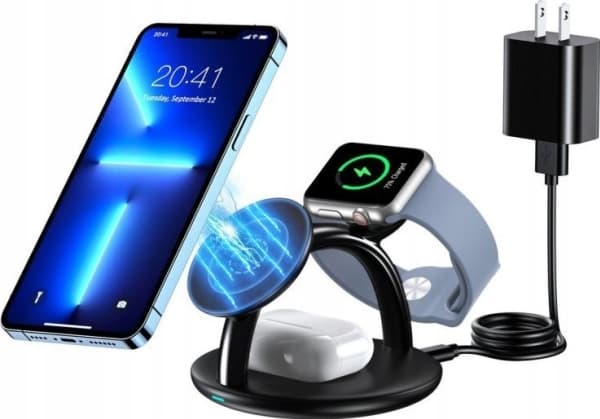 Choetech Stativ med magnetisk induksjonslader 3in1 Choetech T587-F for Apple iPhone/Airpods/Apple Watch 15W/5W/2,5W