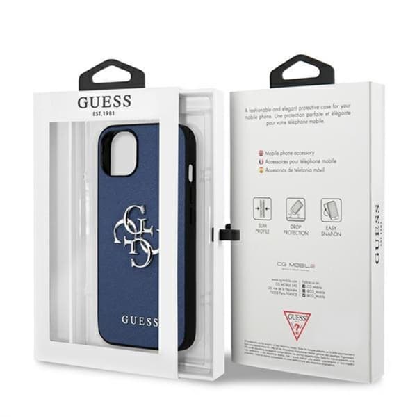 Guess Saffiano 4G Big Silver Logo - iPhone 13 minifodral (blå)