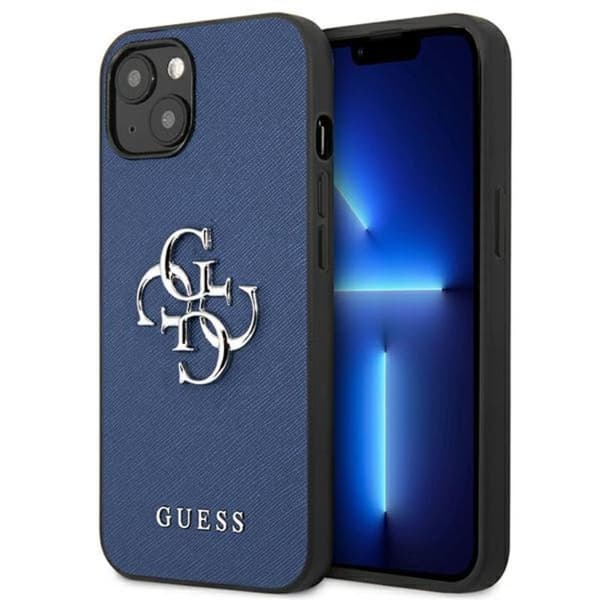 Guess Saffiano 4G Big Silver Logo - iPhone 13 minifodral (blå)