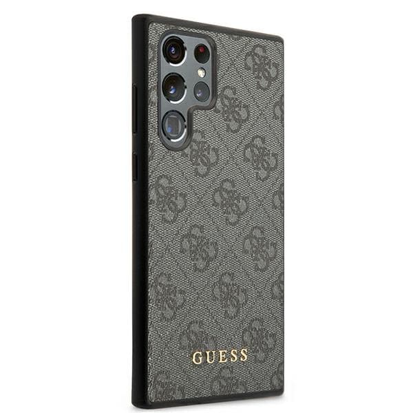 Guess 4G Metal Gold -logo – Samsung Galaxy S22 Ultra Case (harmaa)