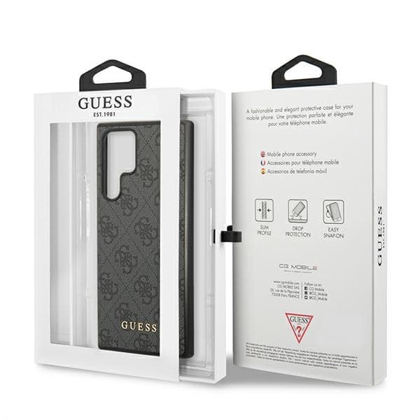 Guess 4G Metal Gold -logo – Samsung Galaxy S22 Ultra Case (harmaa)