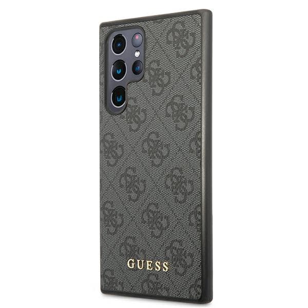 Guess 4G Metal Gold -logo – Samsung Galaxy S22 Ultra Case (harmaa)