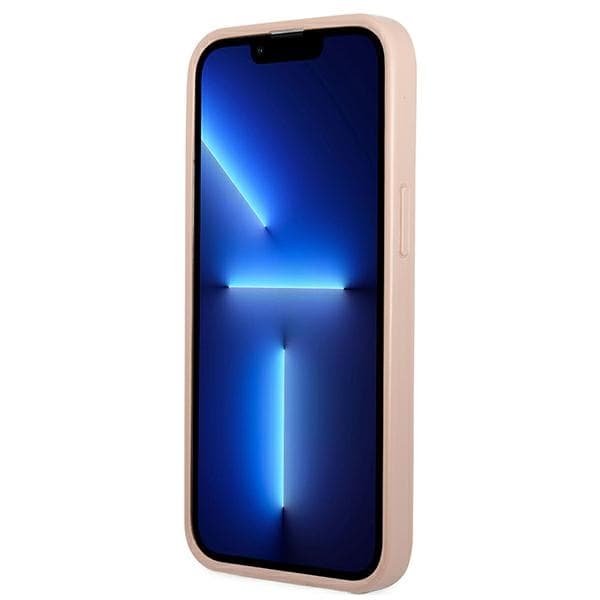 Guess Saffiano Double Card Triangle - iPhone 13 mini cover (pink)