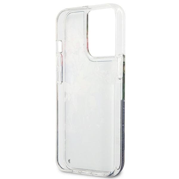 Guess Liquid Glitter Flower – iPhone 13 Pro -kotelo (sininen)