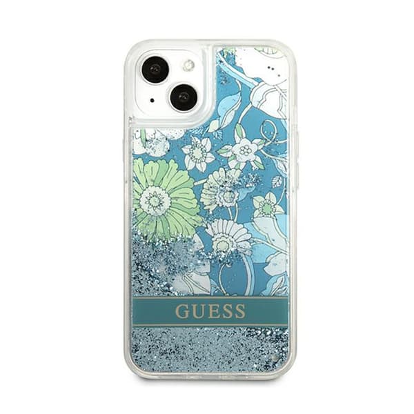 Guess Liquid Glitter Flower – iPhone 13 mini cover (blå/grøn)