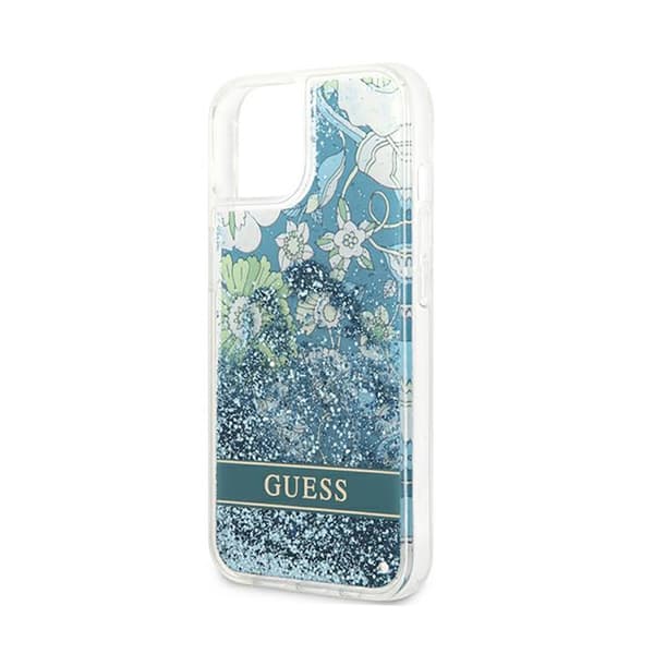 Guess Liquid Glitter Flower – iPhone 13 mini cover (blå/grøn)