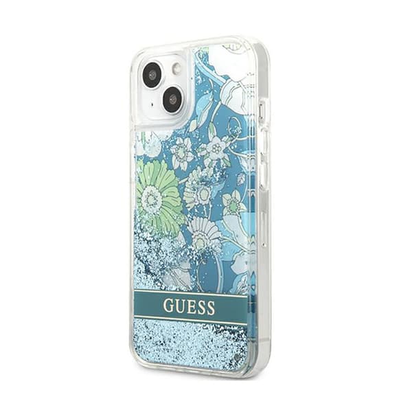 Guess Liquid Glitter Flower – iPhone 13 mini cover (blå/grøn)