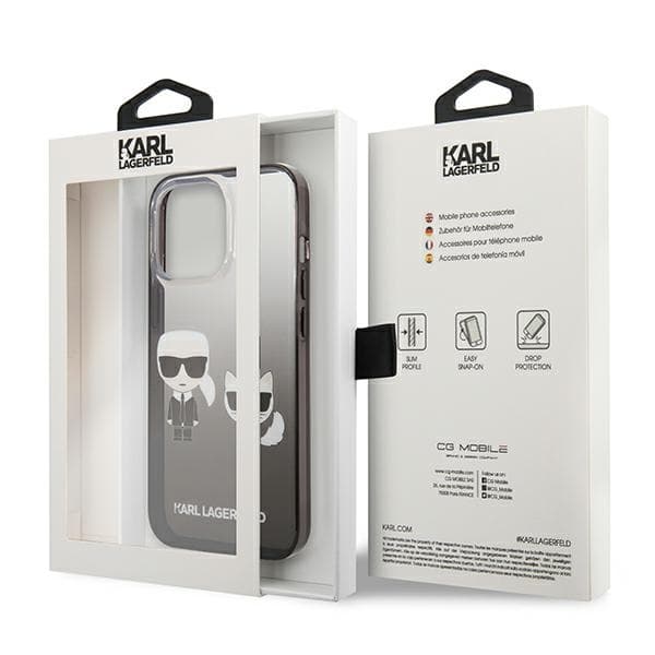 Karl Lagerfeld Gradient Ikonik Karl & Choupette - iPhone 13 Pro -kotelo (musta)