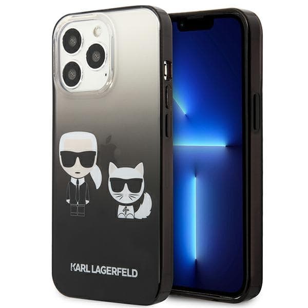 Karl Lagerfeld Gradient Ikonik Karl & Choupette - iPhone 13 Pro -kotelo (musta)