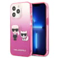 Pikkukuva 1 / 8: Karl Lagerfeld Gradient Ikonik Karl & Choupette - iPhone 13 Pro -kotelo (vaaleanpunainen)