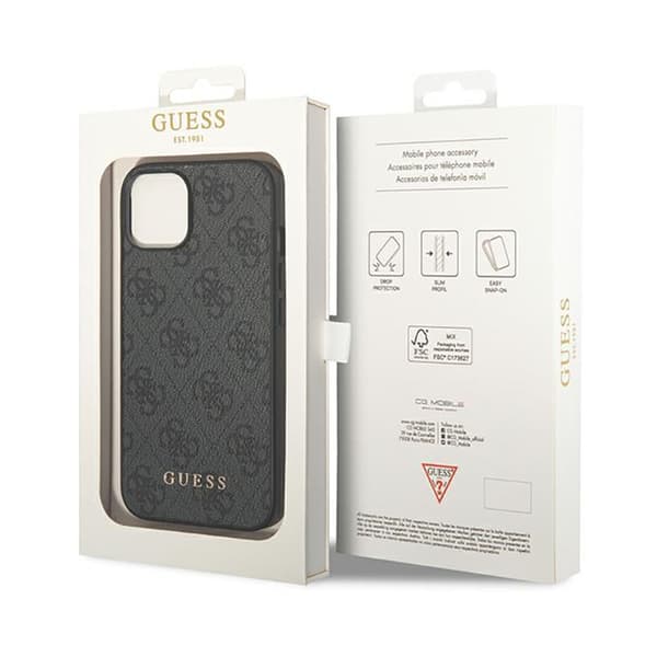 Guess 4G metallguldlogotyp – iPhone 14-fodral (grå)
