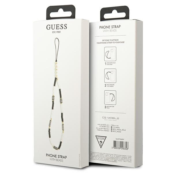Guess Phone Strap Heishi Beads – Telefonrem (svart/vit)