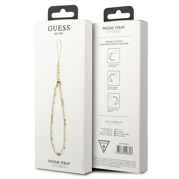 Guess Phone Strap Beads Heishi - Telefonrem 25 cm (Vit)