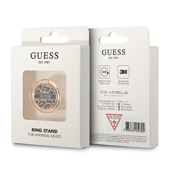 Guess Ring Stand Leopard - Magnetisk fingerhållare för telefon (brun)