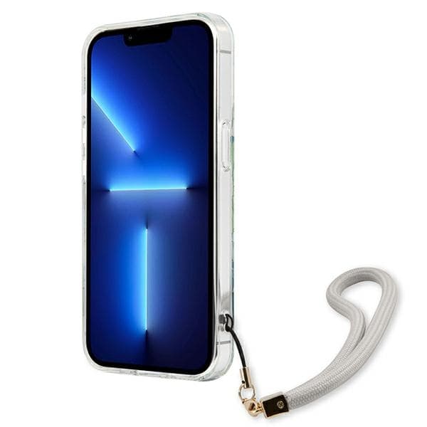 Guess Flower Cord - iPhone 13 Pro -kuori kaulanauhalla (vihreä)
