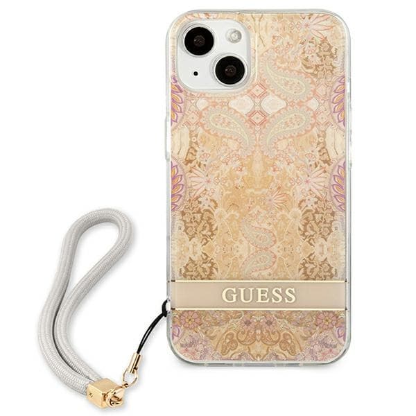 Guess Flower Cord - iPhone 13 mini cover med snor (guld)