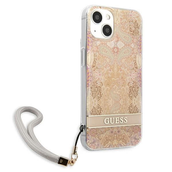 Guess Flower Cord - iPhone 13 mini cover med snor (guld)