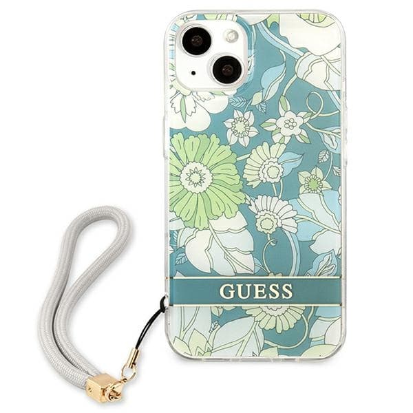 Guess Flower Cord - iPhone 13 etui med snor (grøn)