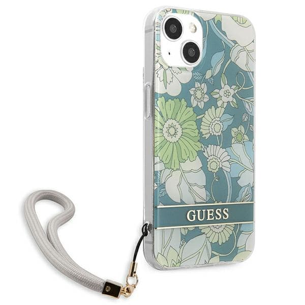 Guess Flower Cord - iPhone 13 etui med snor (grøn)