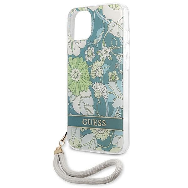 Guess Flower Cord - iPhone 13 etui med snor (grøn)