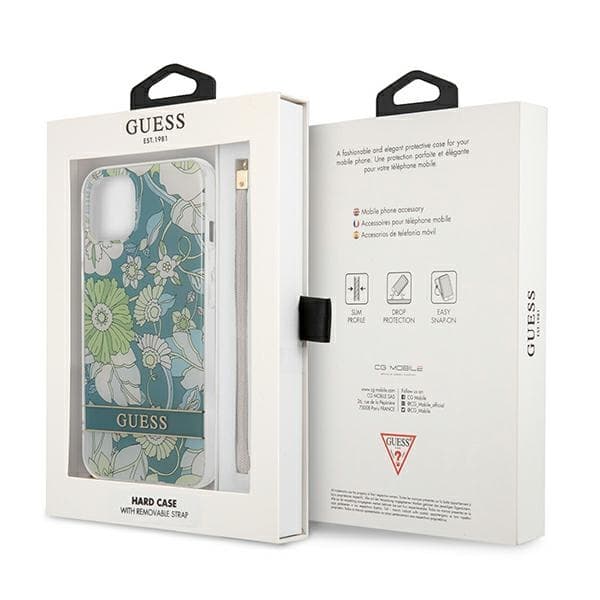 Guess Flower Cord - iPhone 13 etui med snor (grøn)