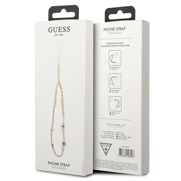 Guess Phone Strap Beads Shell - Telefonrem 25 cm (Rosa)