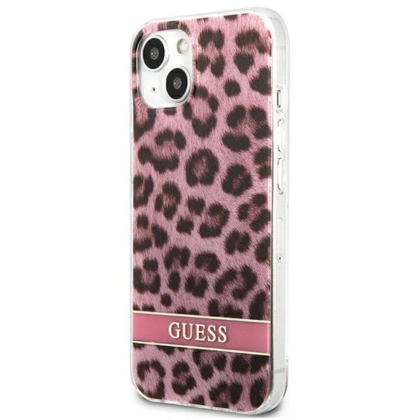 Guess Leopard Electro Stripe - iPhone 13 mini cover (Pink)