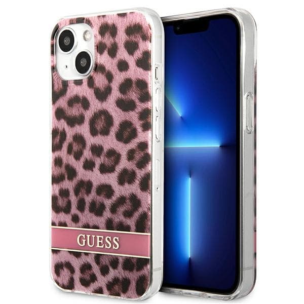 Guess Leopard Electro Stripe - iPhone 13 mini cover (Pink)