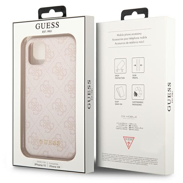 Guess 4G Metal Gold -logo – iPhone 11 -kotelo (vaaleanpunainen)