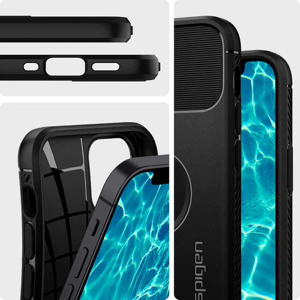 Spigen Rugged Armor - Fodral för iPhone 12 / iPhone 12 Pro (svart)