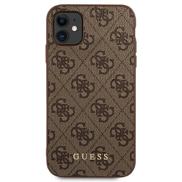 Guess 4G Metal Gold-logotyp – iPhone 11-fodral (brunt)