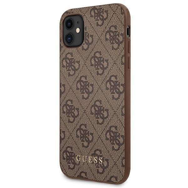 Guess 4G Metal Gold-logotyp – iPhone 11-fodral (brunt)