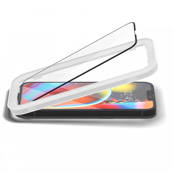 Spigen Alm Glass FC - Hærdet glas til iPhone 13 / iPhone 13 Pro (sort stel)