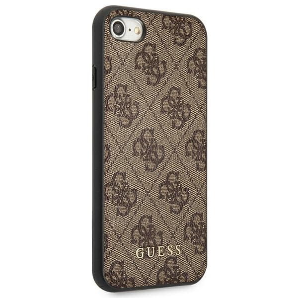 Guess 4G metallguldlogotyp – iPhone SE 2022 / SE 2020 / 8/7 fodral (brunt)