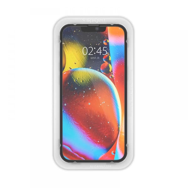 Spigen Alm Glass FC 2-Pack - Härdat glas för iPhone 14 / iPhone 13 / iPhone 13 Pro 2 st (svart ram)