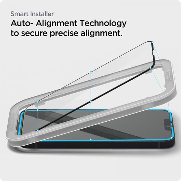 Spigen Alm Glass FC 2-Pack - Härdat glas för iPhone 14 / iPhone 13 / iPhone 13 Pro 2 st (svart ram)