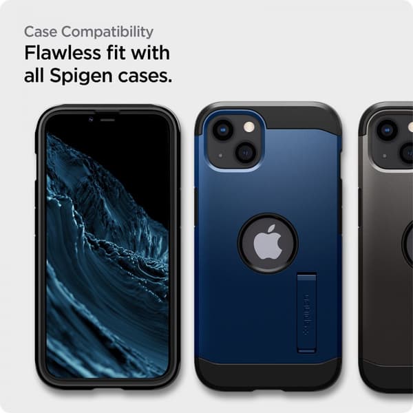 Spigen Alm Glass FC 2-Pack - Härdat glas för iPhone 14 / iPhone 13 / iPhone 13 Pro 2 st (svart ram)
