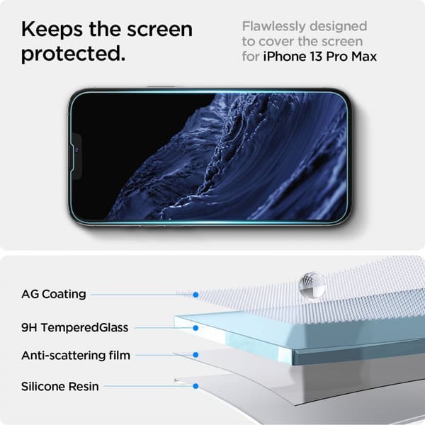 Spigen Glas.TR EZ Fit - Karkaistu lasi Apple iPhone 14:lle / iPhone 13:lle / iPhone 13 Prolle