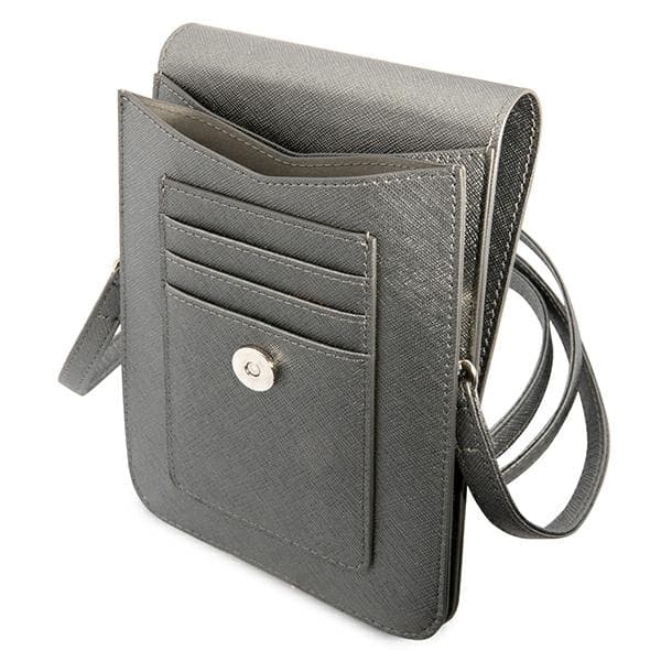 Guess Wallet Saffiano Triangle Logo -puhelinlaukku – älypuhelin- ja tarvikelaukku (harmaa)
