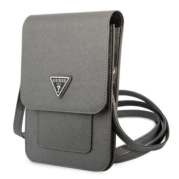 Guess Wallet Saffiano Triangle Logo-telefonväska – Smartphone och tillbehörsväska (grå)