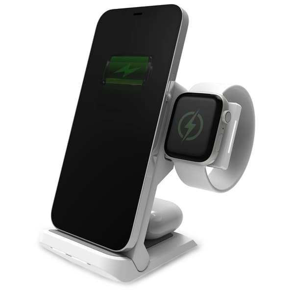 STM ChargeTree Go – 3-i-1 mobil trådlös laddare för iPhone, AirPods och Apple Watch (vit)