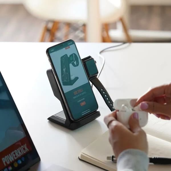 STM ChargeTree Go – 3-i-1 mobil trådlös laddare för iPhone, AirPods och Apple Watch (vit)