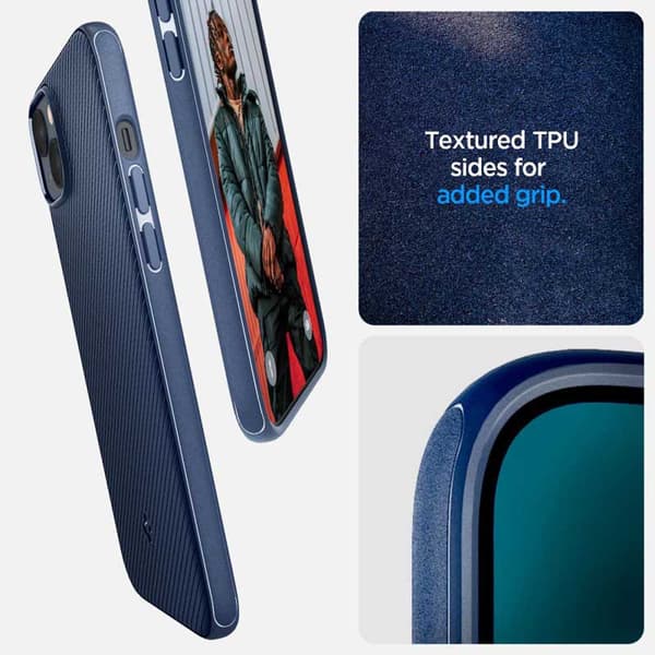 Spigen Mag Armor – Cover til iPhone 15 Plus / iPhone 14 Plus (marineblå)