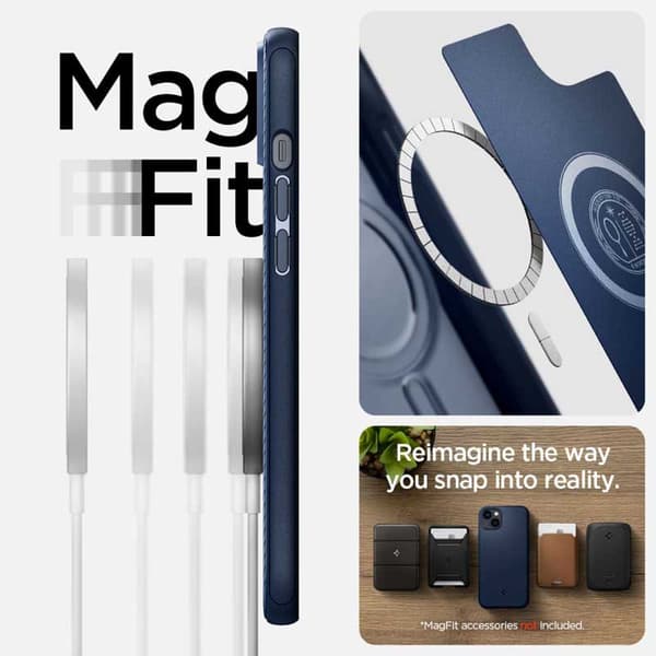 Spigen Mag Armor – Cover til iPhone 15 Plus / iPhone 14 Plus (marineblå)