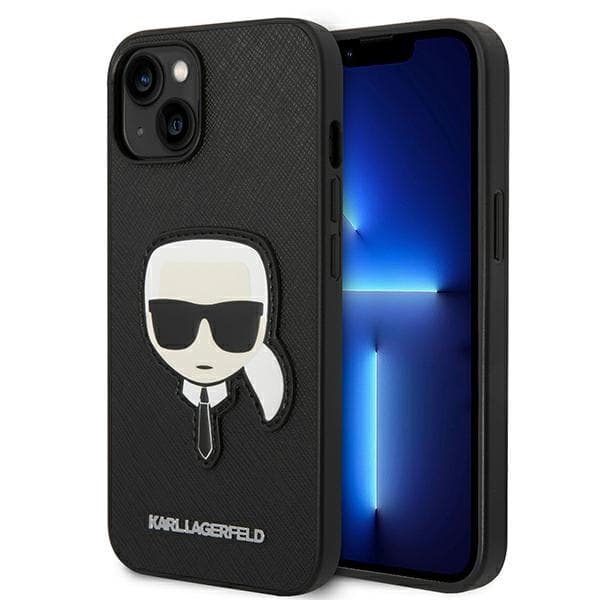Karl Lagerfeld Saffiano Karl Head Patch Cover – iPhone 14 Plus cover (sort)