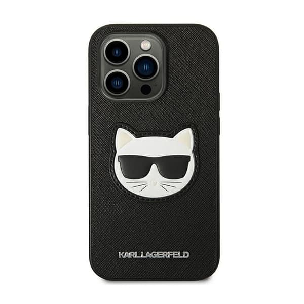 Karl Lagerfeld Saffiano Choupette Head Patch -kotelo - iPhone 14 Pro Max -kotelo (musta)