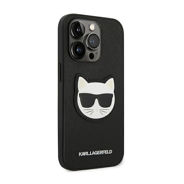 Karl Lagerfeld Saffiano Choupette Head Patch -kotelo - iPhone 14 Pro Max -kotelo (musta)