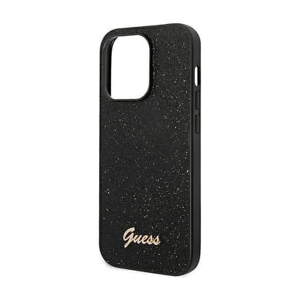 Guess Glitter Flakes metallilogokotelo – iPhone 14 Pro -kotelo (musta)