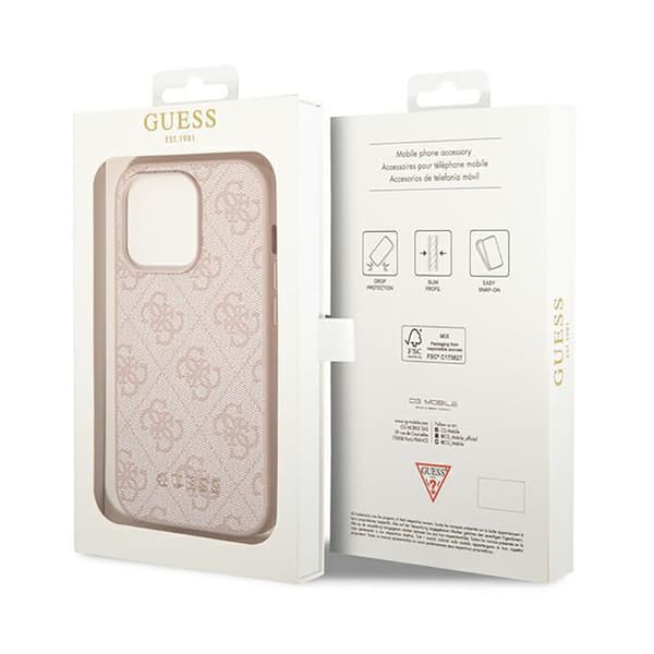 Guess 4G Metal Guld Logo – iPhone 14 Pro Cover (Pink)