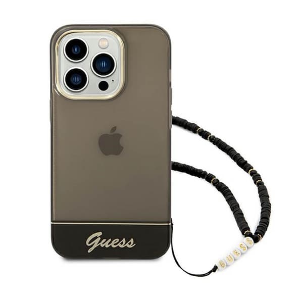 Guess Translucent Pearl Strap - iPhone 14 Pro etui (sort)